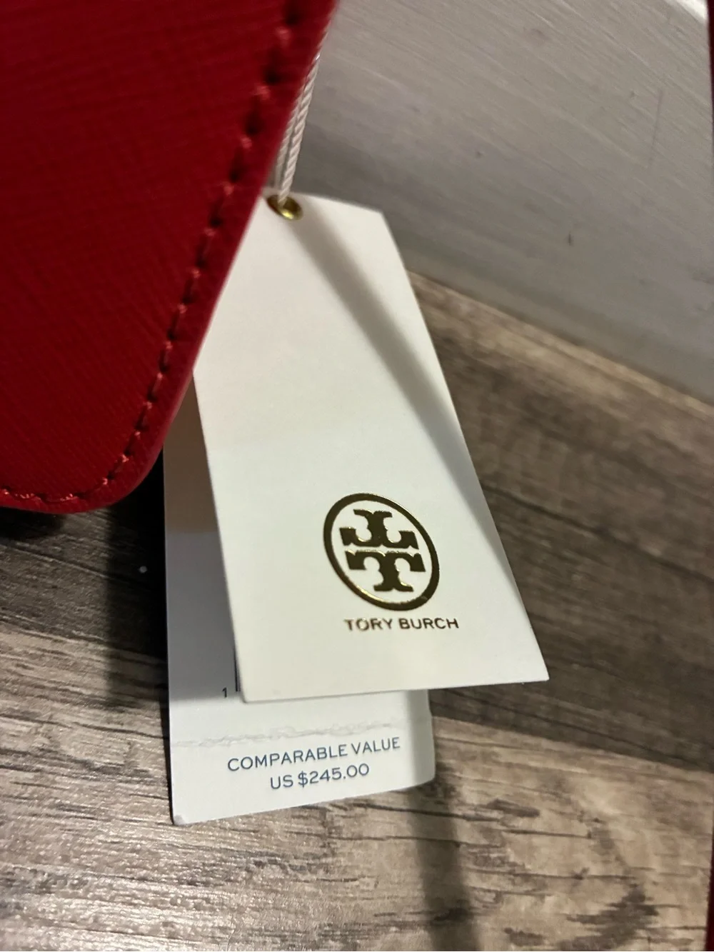 Tory Burch Red Saffiano Crossbody with Gold Logo - Picture 6 of 8